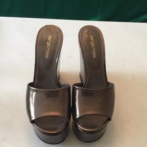 Sergio Rossi bronze metallic wedges